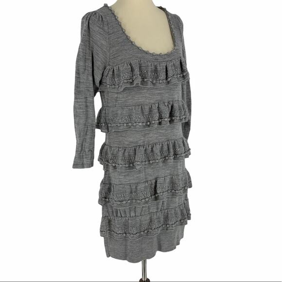 Anthropologie Leifsdottir Wool Blend Tiered Dress Gray Women's Size Large - Picture 11 of 11